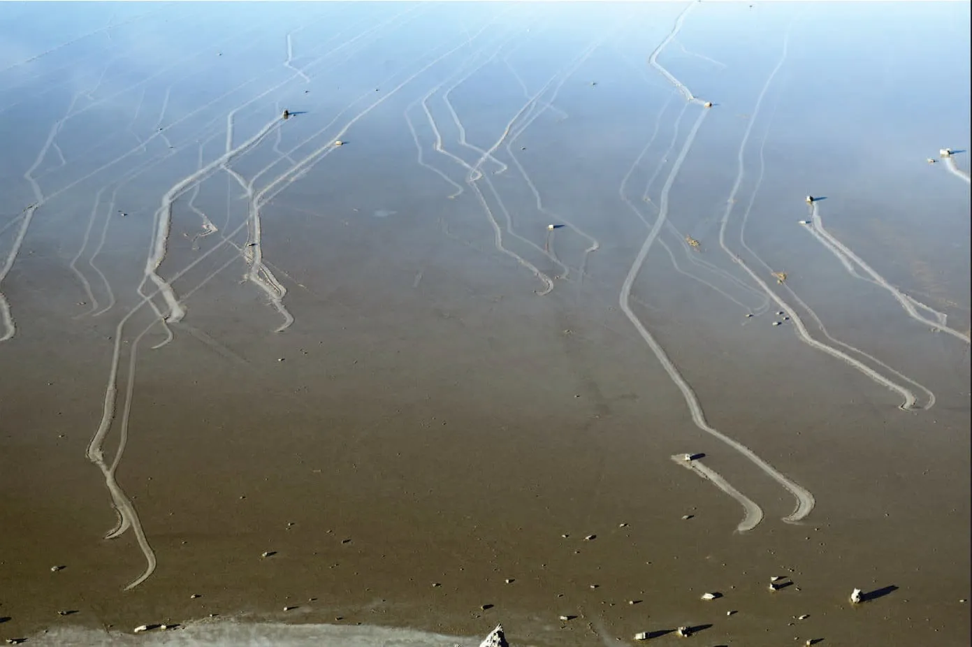 Tafle lodu na Racetrack Playa w grudniu 2013 roku